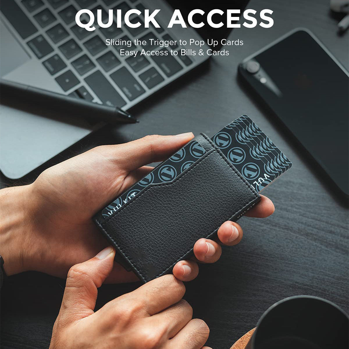 RFID Blocking Leather Credit Card Case 💳🖤 Double ID Window Wallet-0