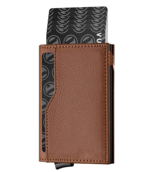 RFID Blocking Leather Credit Card Case 💳🖤 Double ID Window Wallet-6