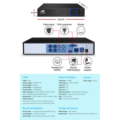 NNEDSZ - CCTV Security Camera Home System DVR 1080P IP Long Range 4 Dome Cameras-2
