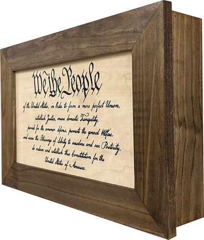 We The People Constitution Gun Concealment Furniture - Handcrafted Hidden Gun Storage Wall Decor - Hidden Safe Furniture with Magnetic Lock for Quick Access & Storage - Made in USA