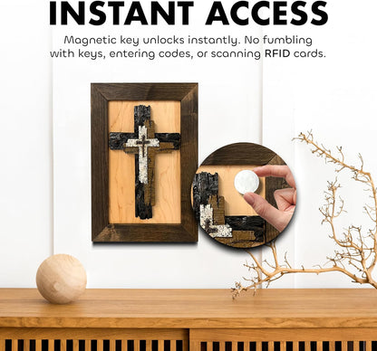 Three Layered Cross Decorative Wall-Mounted Secure Gun Cabinet